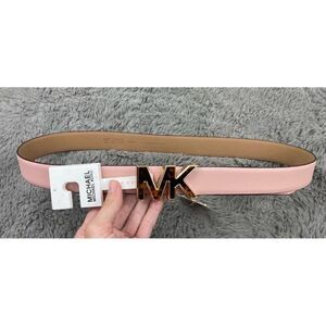 Michael Michael Kors blush pink leather belt with tortoise shell MK buckle